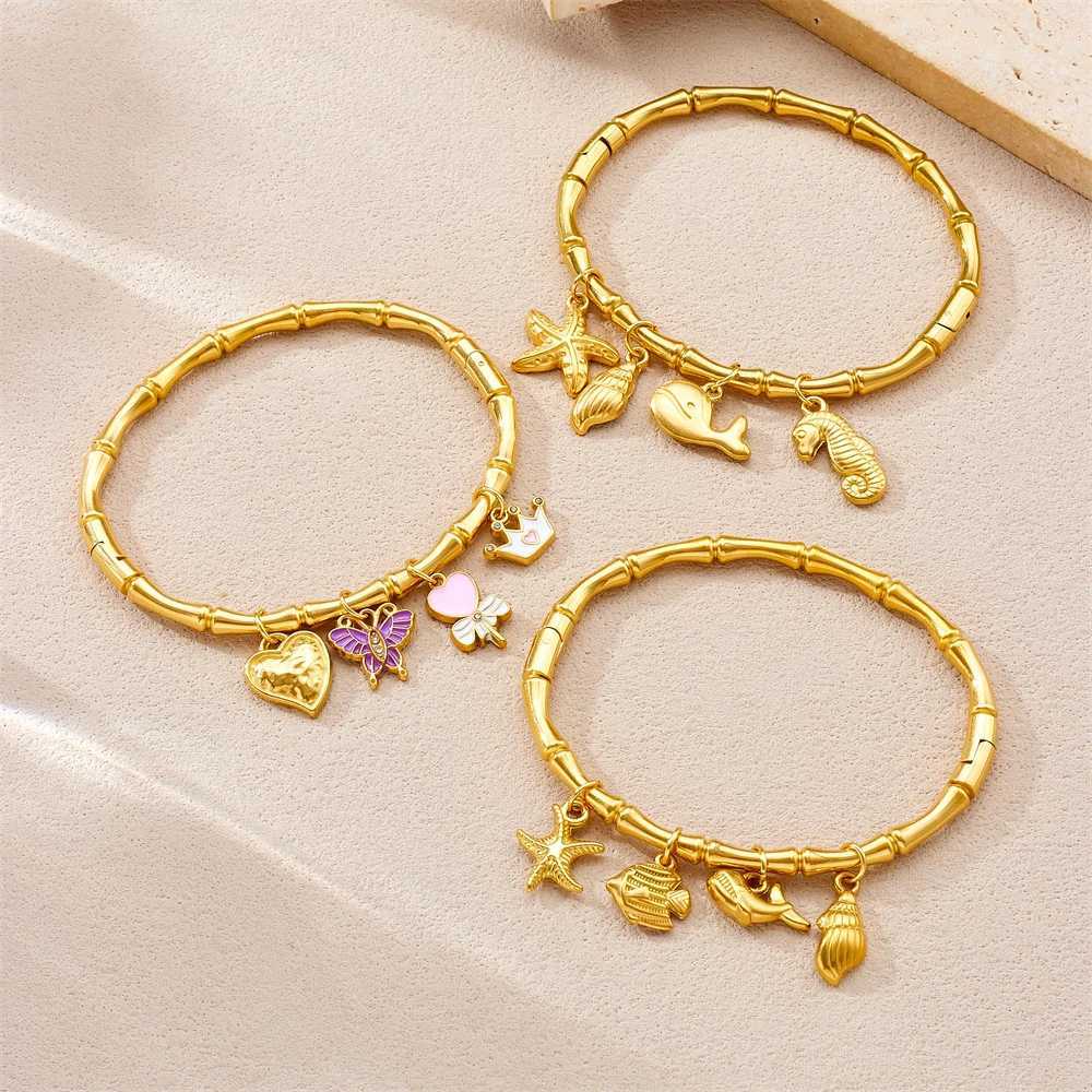 DIEYURO 316L Stainless Steel Flower Bowknot Multiple Pendants Bracelet For Women New Waterproof Wrist Chain Glamorous Gift X250625