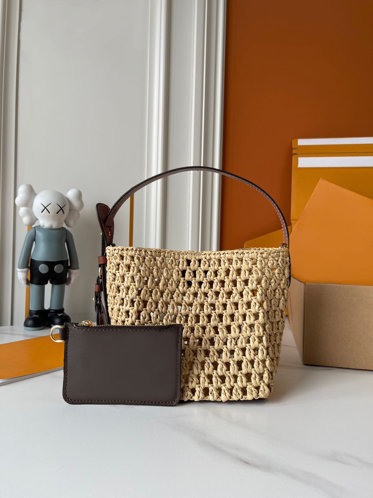 Designer shoulder bags Knitting Drawstring women Bucket Bags weave casual Tote Fashion Straw weaving handbags classic shopping bag womans purse messenger bag PRPU