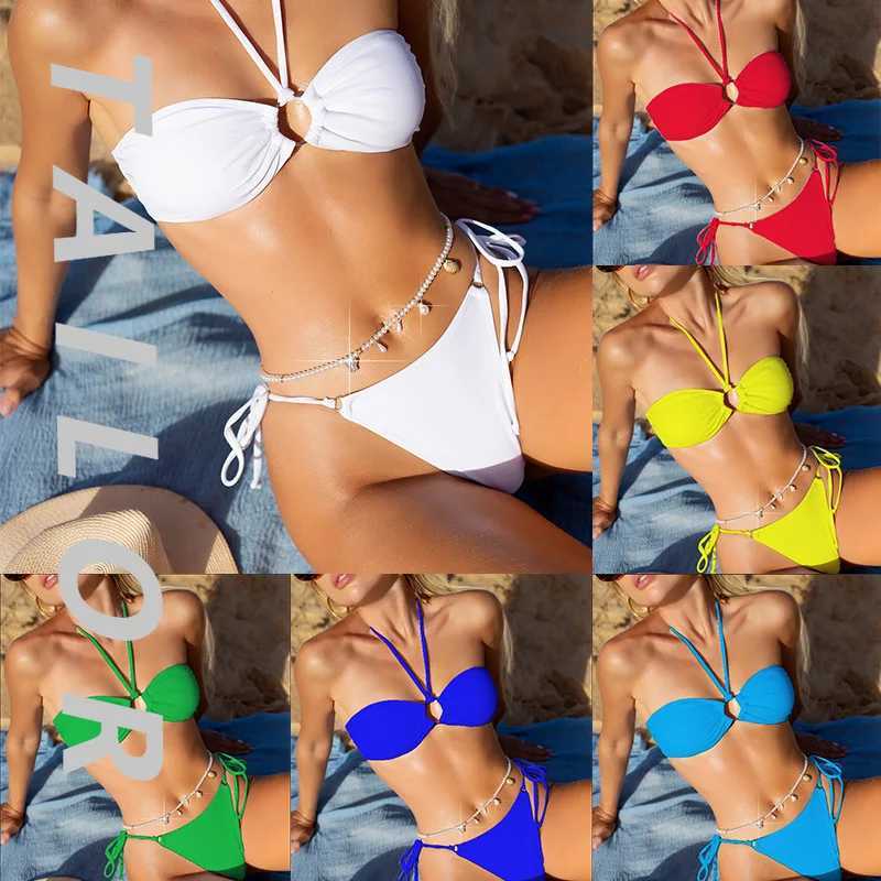 Bikini sexy solid color swimsuit womens split swimsuit BIKINI Spice Girls 2025 new XJ250624