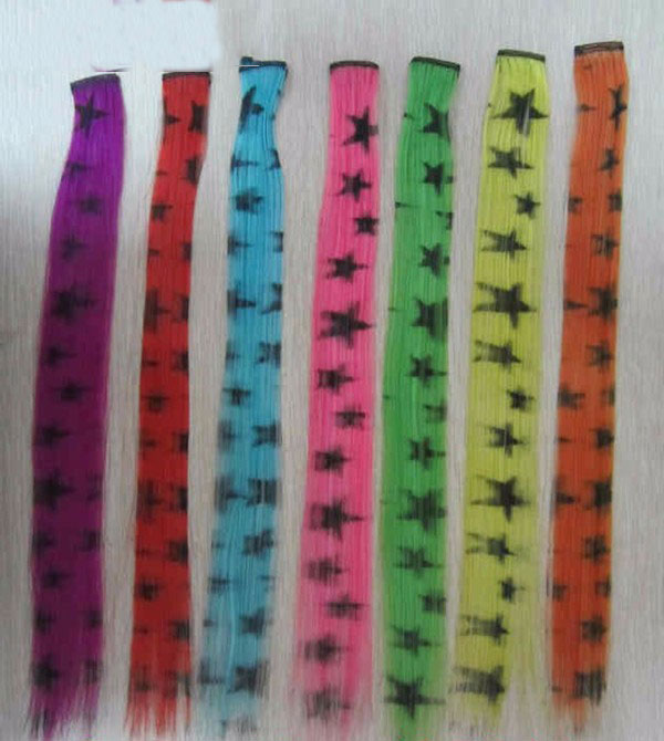 LeeWin Straight Printed Color Clip in Hair Extension,Zebra Print,12pcs/Set Clip on Hair for Kids,Kids Hair Extensions Suit for Woman Girls