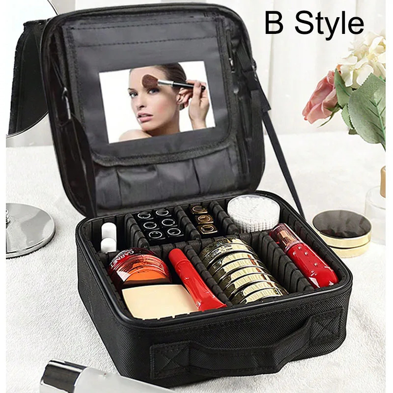 Professional Makeup Case With Mirror Beauty Brush Women Cosmetic Bag Make Up Organizer Travel Storage Box for Manicure 250625