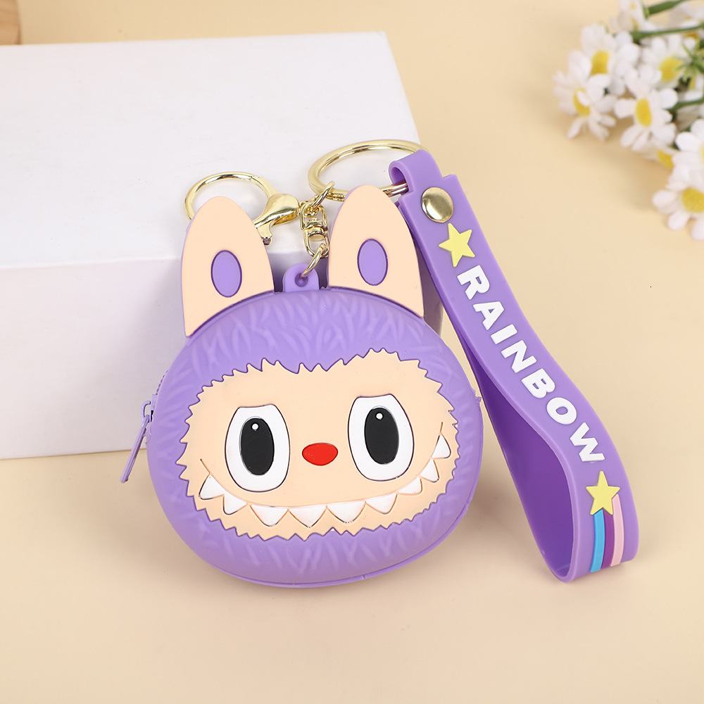 Free Shipping 2025 New Designer Bag Labubu Cartoon Keychain Silicone Bag Couple Storage Bag Children's Toy Coin Purse Gift Pendant Wholesale