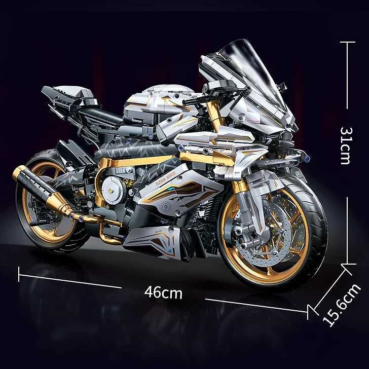NEW MOC Technical Platinum Motorcycle Model Building Blocks Kit for Adults Display Motorcycle Set for Adult Kids Birthday Gifts Y250628