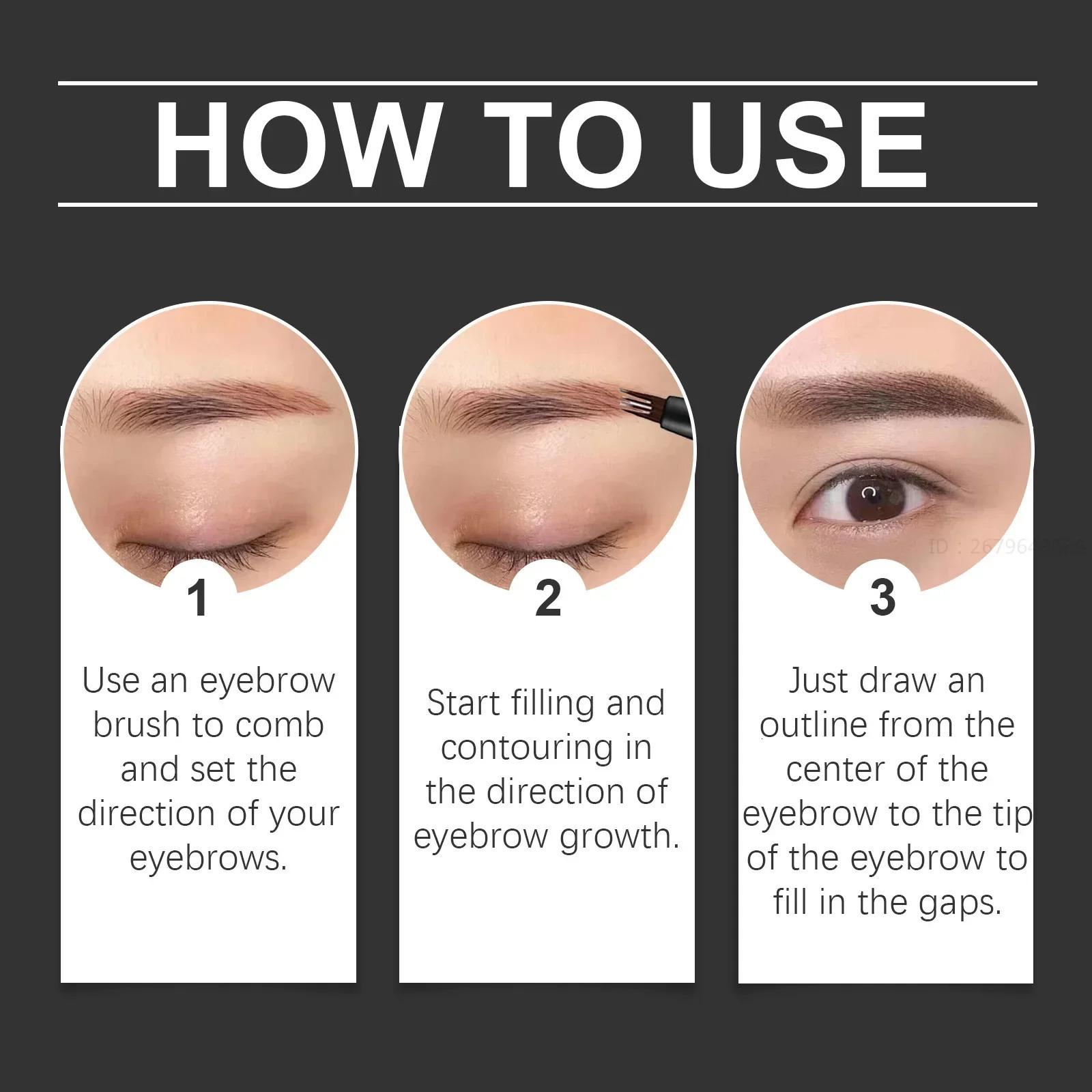 4 Forks Waterproof Eyebrow Pencil Long Lasting Natural Black Dark Brown Women Eyes Cosmetics Liquid Eye Brows Pen Beauty Makeup 250625