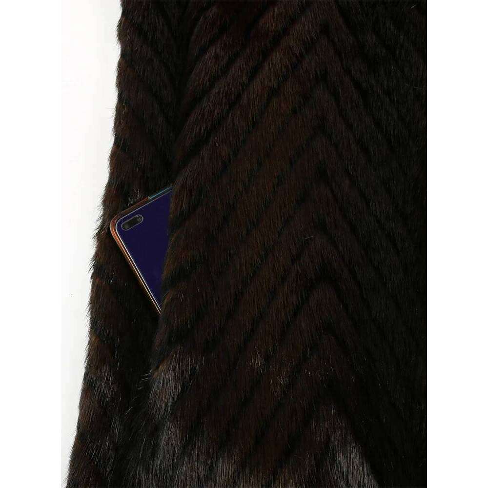 Nerazzurri Winter Extra Long Thick Warm Elegant Striped Fluffy Faux Mink Fur Coat Women Stand Collar Maxi Overcoat 2022