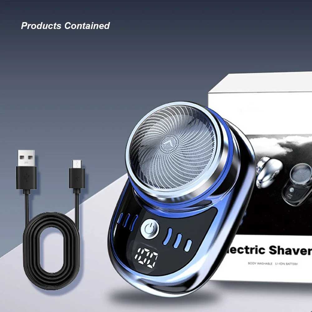 Mini Electric Shaver USB Charging Pocket Travel Razor Portable Wireless Detachable Shaver with Digital Display Beard Razor W250625