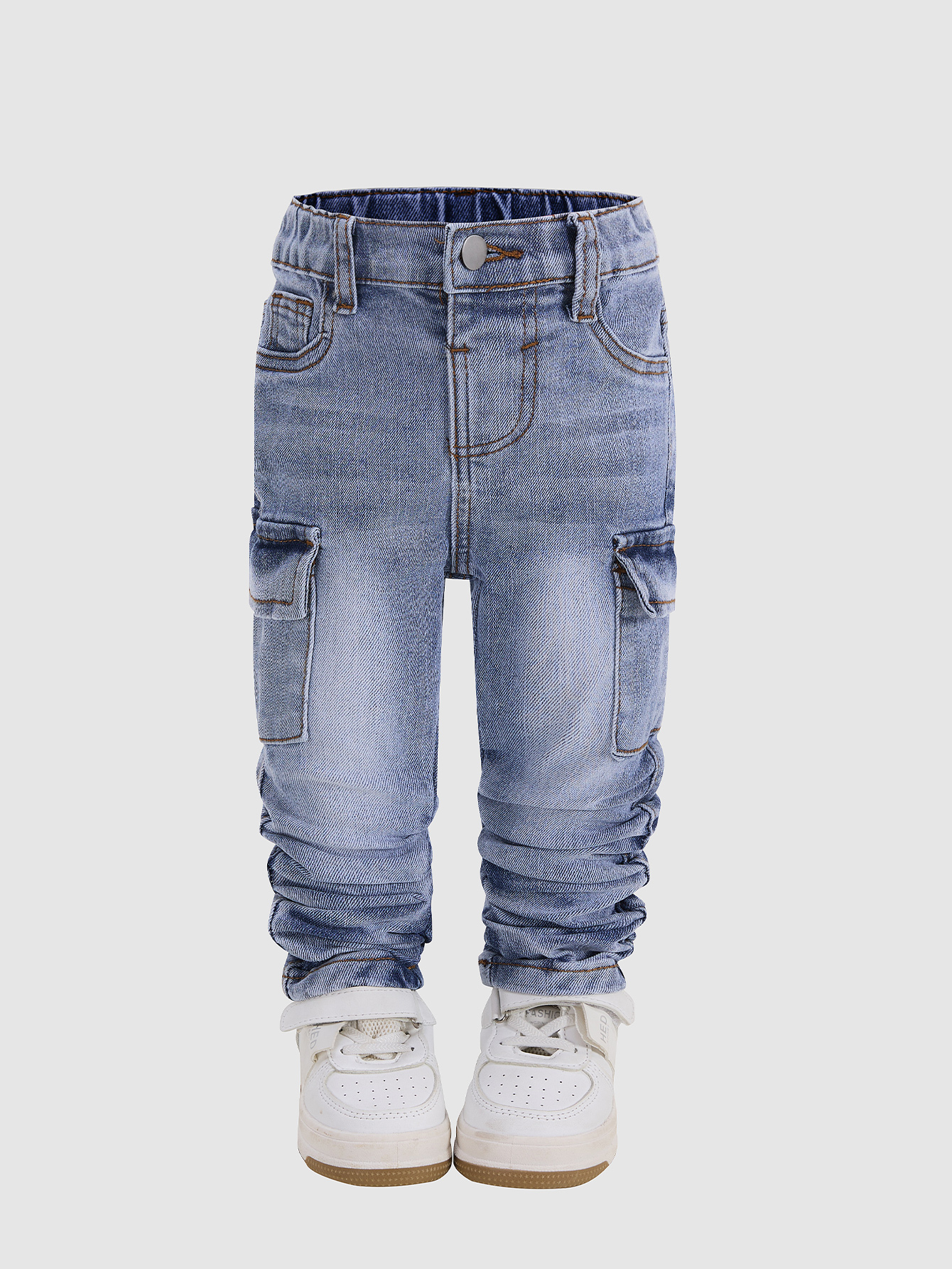 Soft Denim Fabric Children's Long Pants - Breathable Material Suitable for Infants