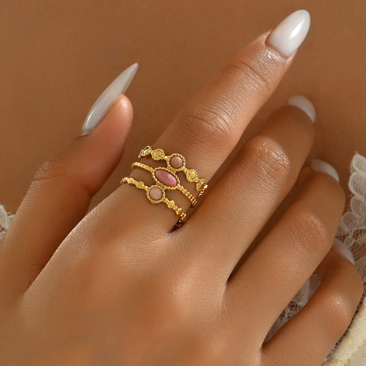 Style Women S Simple Band Light Luxury Inlaid Open Design Multi Layer Ring