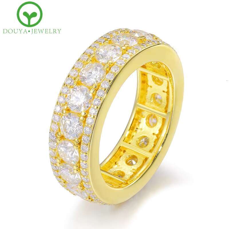 Hip Hop Style 925 Sterling Silver Exquisite Round Moissanite Ring Cool Rings for Men and Women