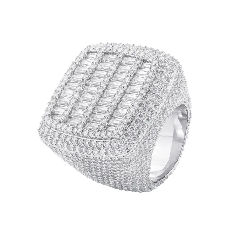 S925 Silver Man Moissanite Ring Synthetic Full Diamond HIP HOP Rings for Men