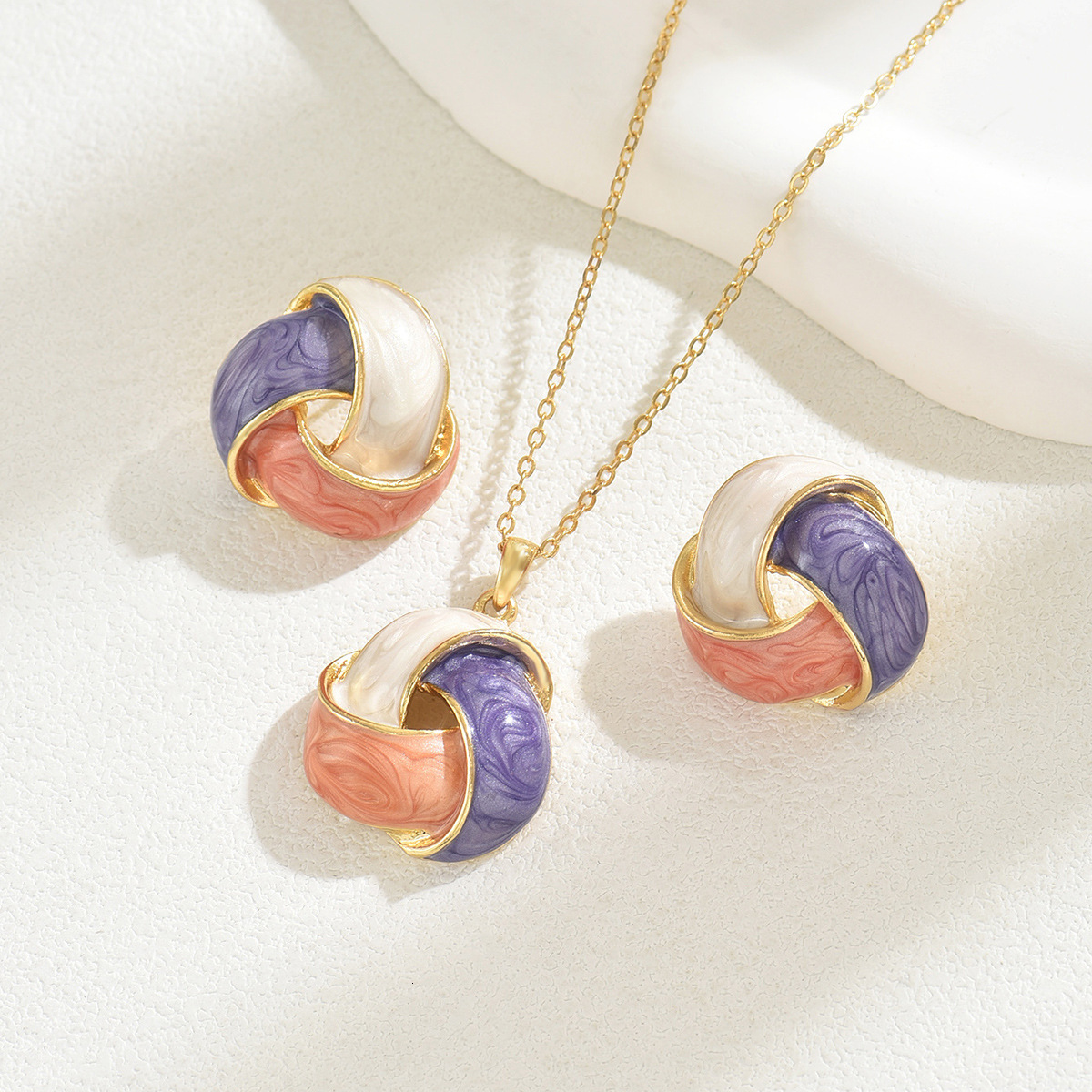 Women S Jewelry Set Braided Wrap Design Earrings Necklace