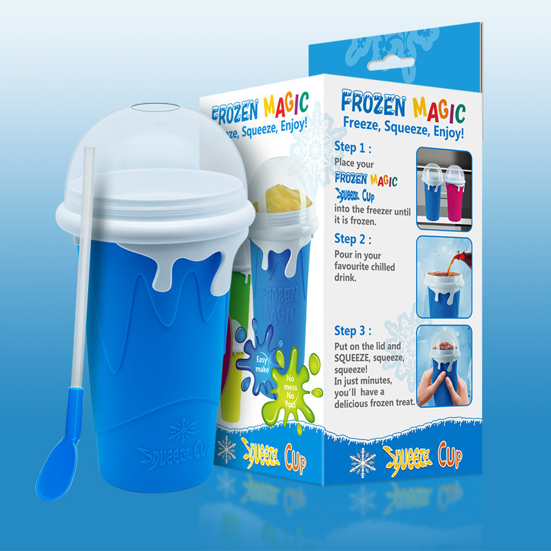 Summer Slushy Cup Summer Squeeze Homemade Juice Water Bottle Quick-Frozen Smoothie Sand Cup Pinch Fast Cooling Magic Ice Cream Mugs FY4310