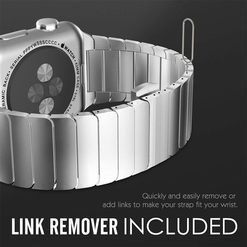 Luxury Premium Stainless Steel Designer iWatch Band Business Style Unique One-Piece Apple Watch Strap for Series 1-8 Ultra