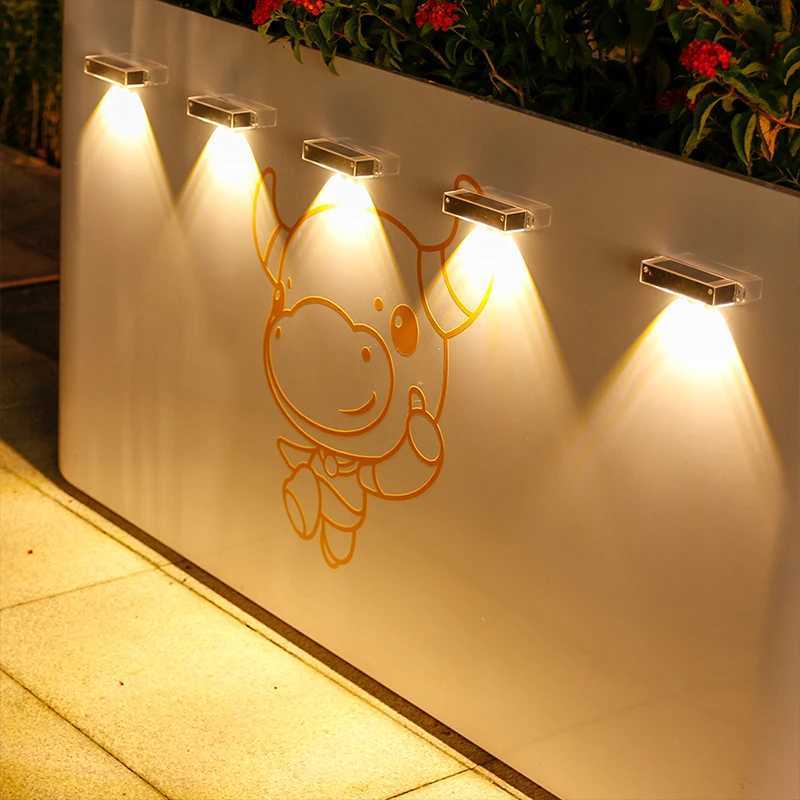 Solar Wall Lamp LED Landscape Lighting with Smart Sensor Auto On/Off Solar Powered Light for Garden Fence PathwayXJ250624