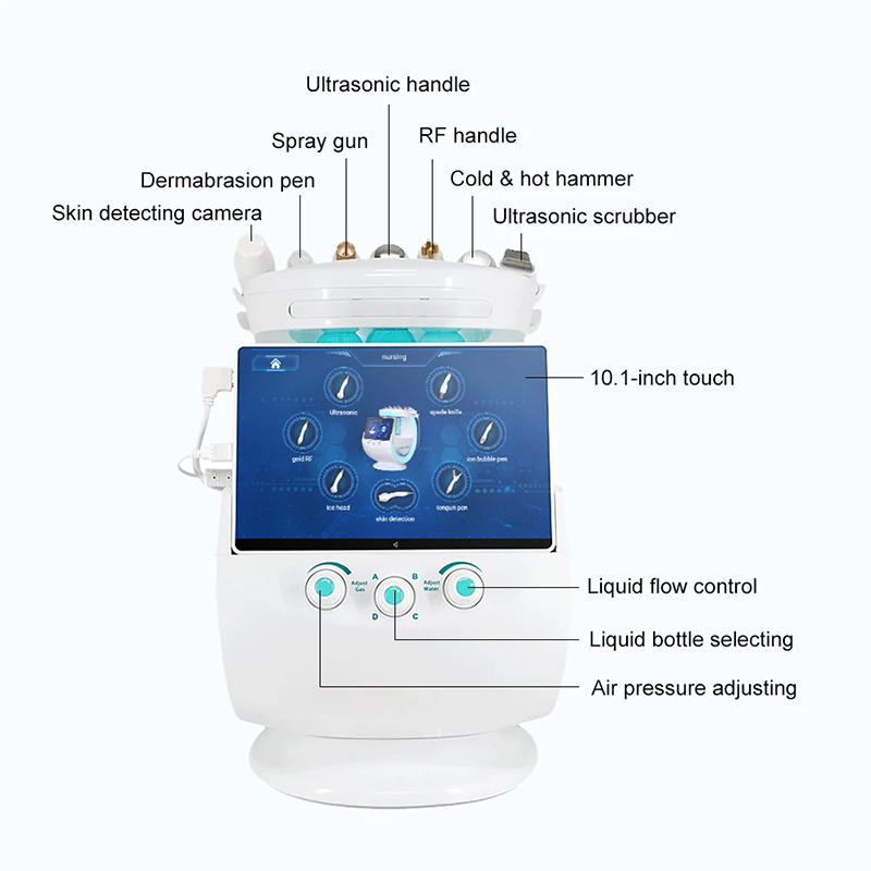2025 Intelligent Ice Blue Facial Skin Analysis Ultrasonic Rejuvenation and Grinding High Pressure Oxygen Facial Machinea