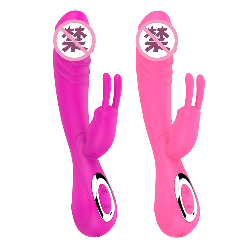Haoqi Fun New Double-Headed Rabbit Silicone Vibrator for Women Adult Sex Toy