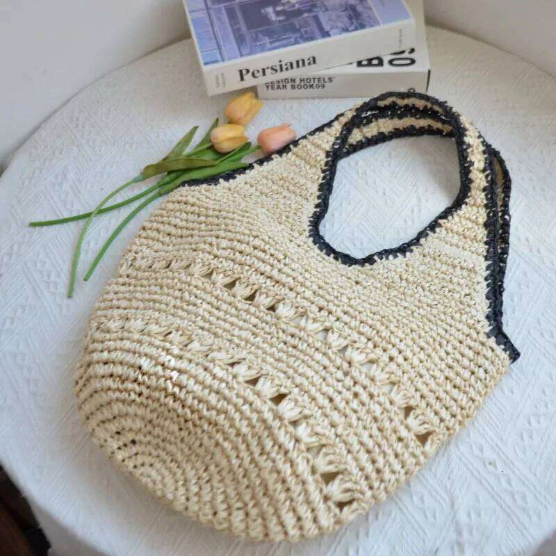 Handmade Crochet Beach Summer Hollow Woven Shoulder Bag Bohemian Knitting Straw For Women Bucket Bags Shopper Tote NEW