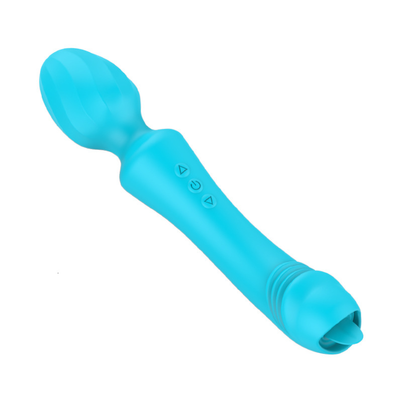 New Rechargeable Silicone Dual-Head Vibrating AV Wand Adult Sex Toy Tongue Licking Massager