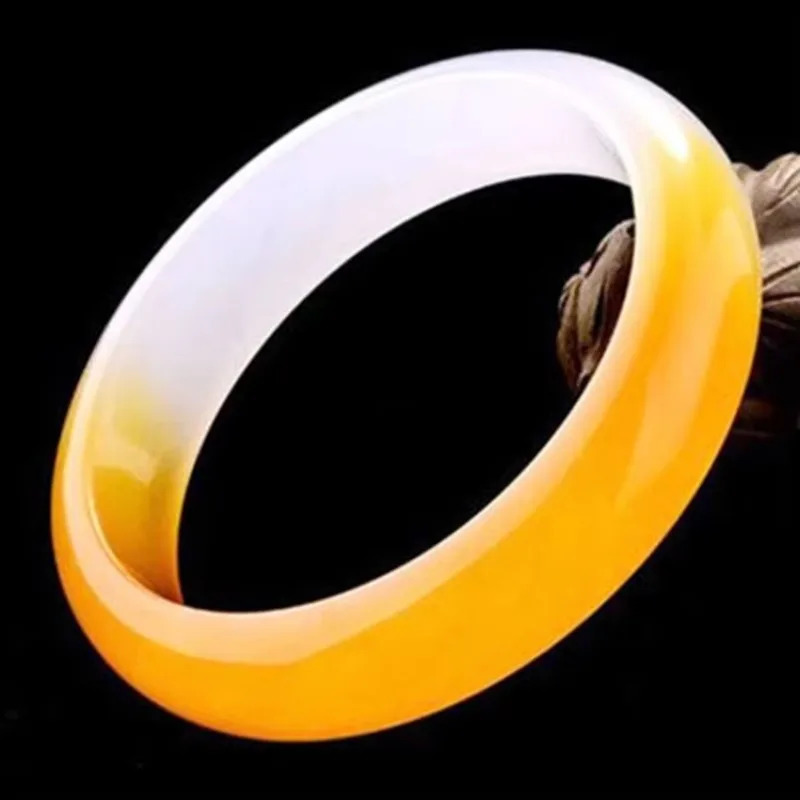 Natural Jade Bracelet Female Ice Floating Yellow Color Bangles for Women 250624