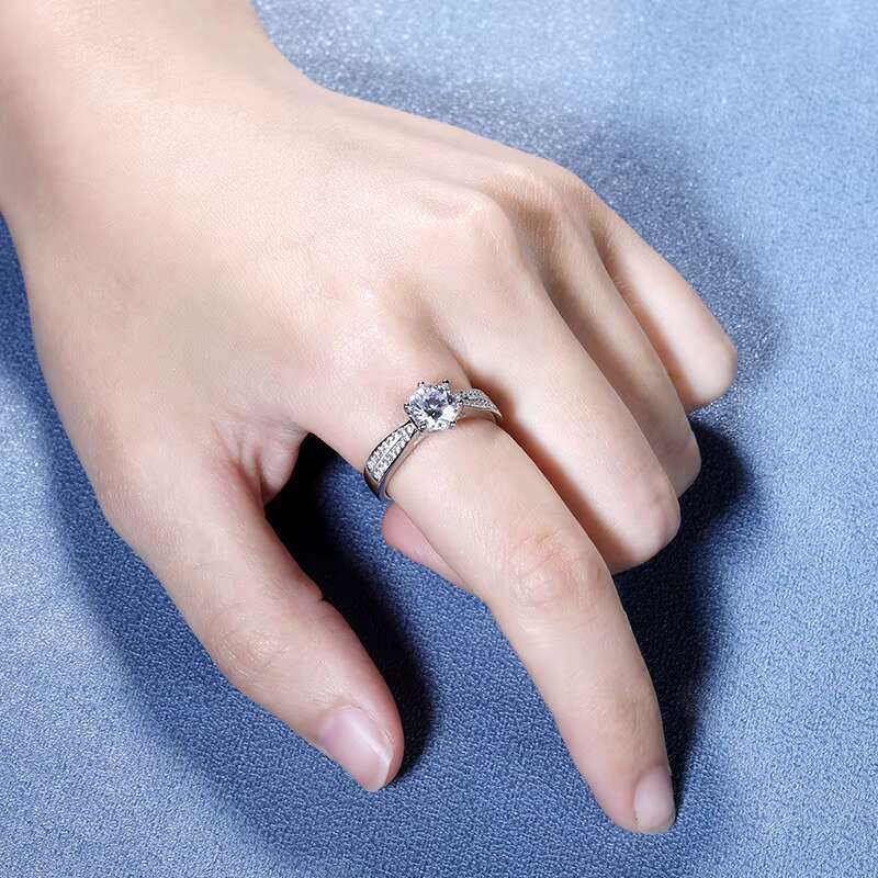 Fine Jewelry Fashion Moissanite Ring 925 Sterling Silver 1 Ct Moissanite Rings for Women Engagement Party