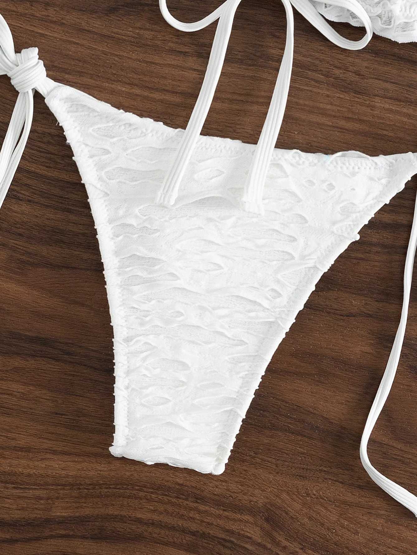 2025 Summer Solid Color Split Womens Swimsuit with Pit Strip European and American Sexy Split Bandeau Bikini XJ250624