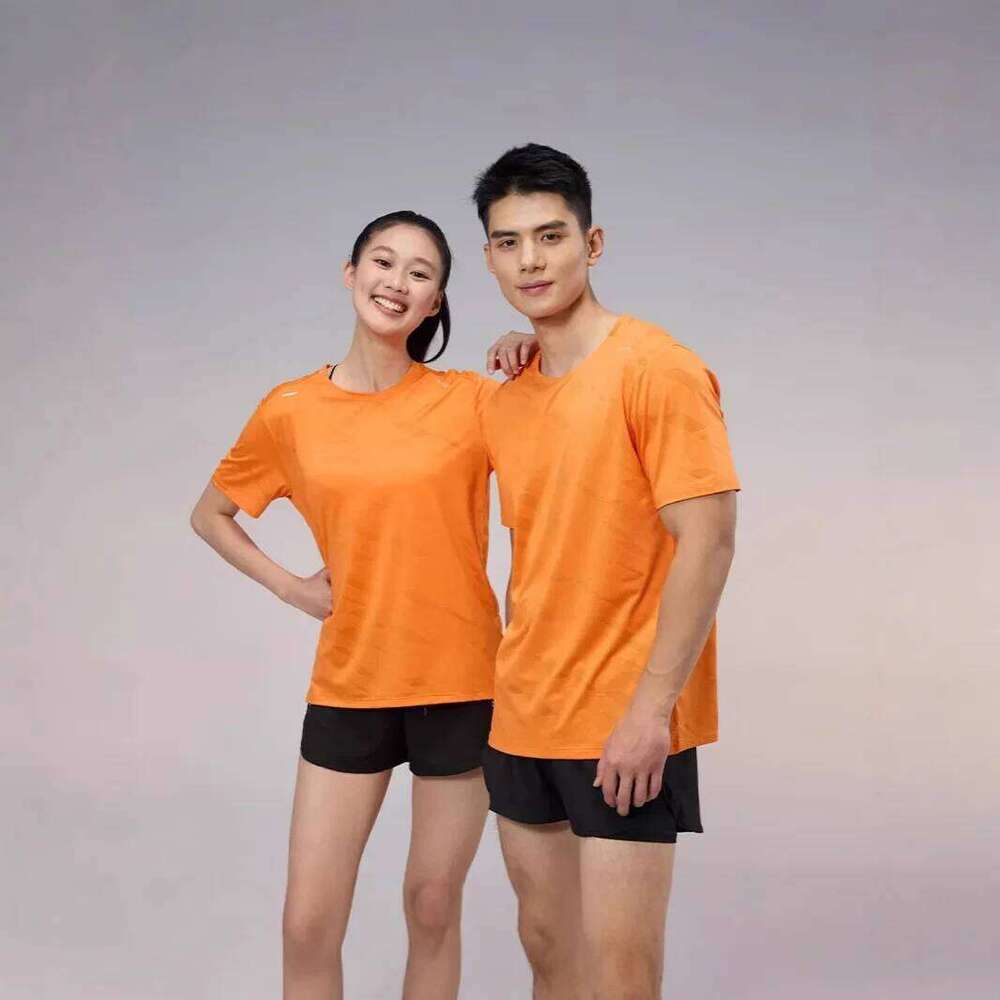 Quick Dry T-Shirt Polyester Fiber Crew Neck Short Sleeve Gradient Texture Sports Breathable Cultural Shirt Women's Fashion