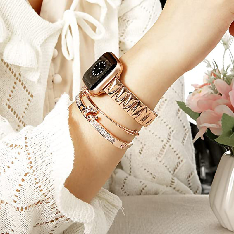 Luxury Premium Pyramid Design Stainless Steel iWatch Band Elegant Fashion Minimalist Metal Strap for Apple Watch Series 1-10