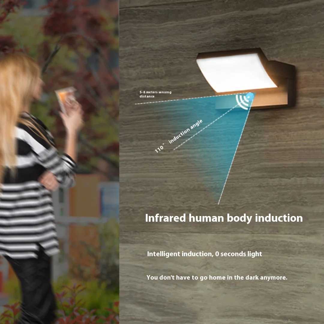 LED AC85-265V Wall Lamp Motion Sensor Light Outdoor Wall Light Porch Balcony Garden Courtyard Lamp Retro Living Room Bedroom XJ250624