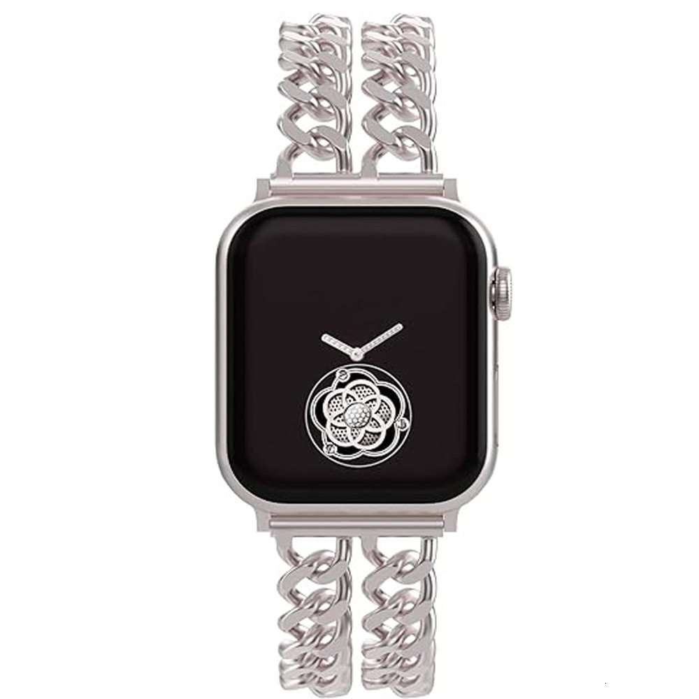 Luxury Double Row Denim Chain iWatch Strap Premium Fashion Light Luxury Band for iWatch Series 1-10