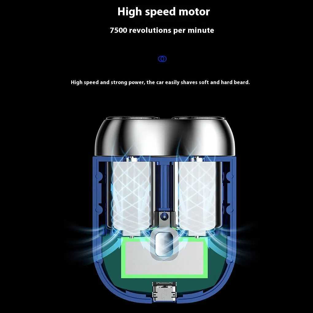 Mini Double Electric Shaver Portable Wireless Detachable Shaver with Digital Display Beard Razor Type-C Charging Travel Razor W250625