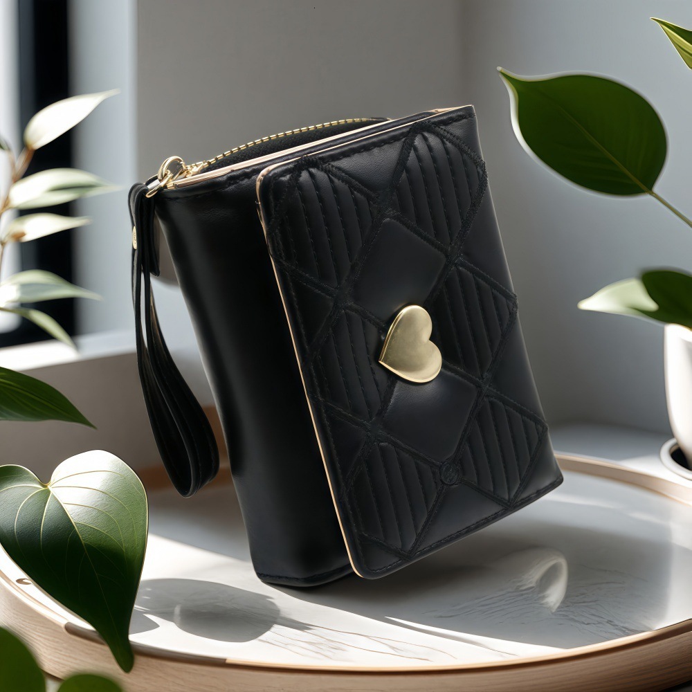 Free Shipping 2025 New Designer Bag Fashion Quilted Heart Pattern Multi-card Slot Chain Layer Multi-functional Portable Mini Women's Wallet