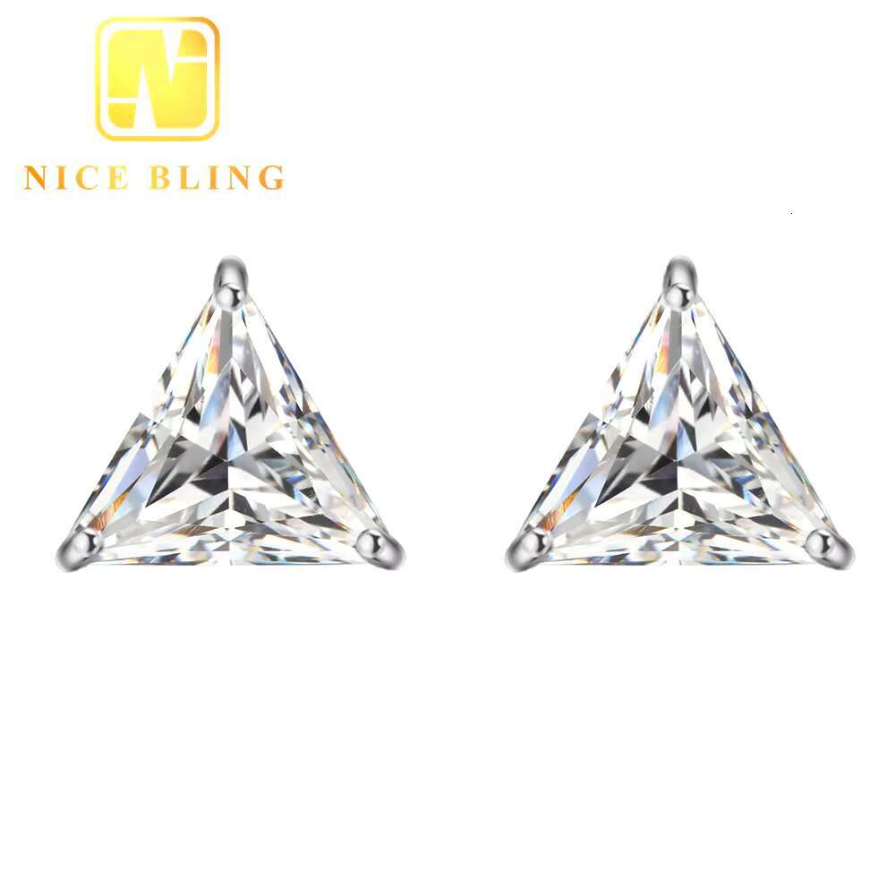 925 Sterling Silver Luxury VVS GRA Gertificate Triangle Cut Men Women Custom Fine Jewelry Moissanite Stud Earrings