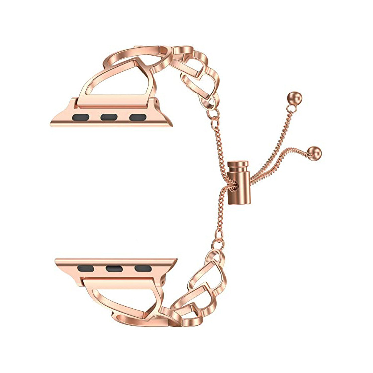 Luxury Premium Fashion Heart Cutout Metal Watch Band Elegant Designer Stainless Steel Strap Compatible with iWatch Series 1-10 Glamorous Chic Wristban