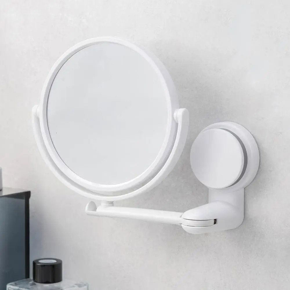 360°rotating Folding Makeup Mirror Wall-mounted Installation-free Round Wall-mounted Shaving Mirror HD Bath Accessories 250625