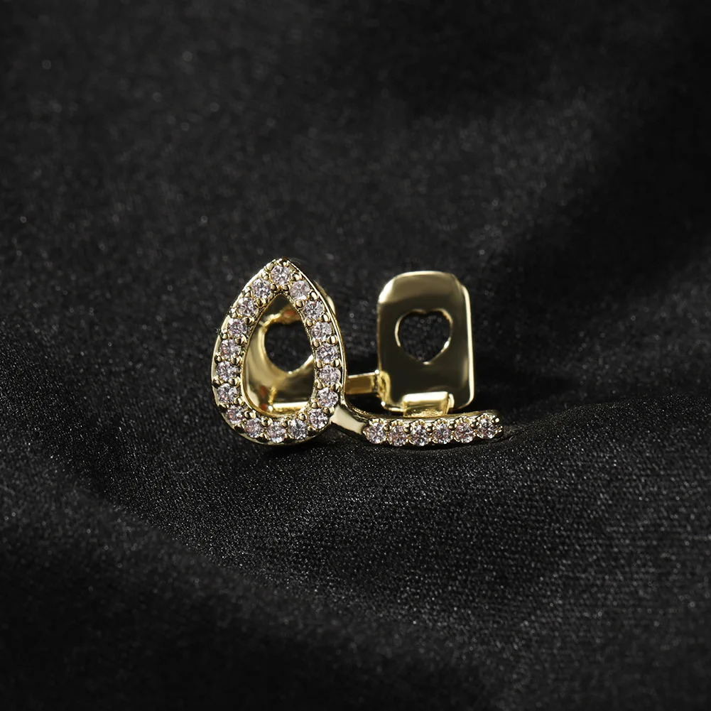 Heart Hollow Shape Iced Out Teeth Hip Hop Top Bottom Grills Dental Mouth Punk Teeth Caps Cosplay Party TG119 250606