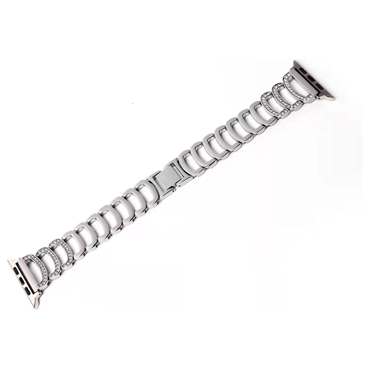 Luxury Premium Designer C-Shaped Rhinestone iWatch Band New Sparkling Metal Strap for iWatch Series 1-8 Elegant Glamorous Bling Accessory