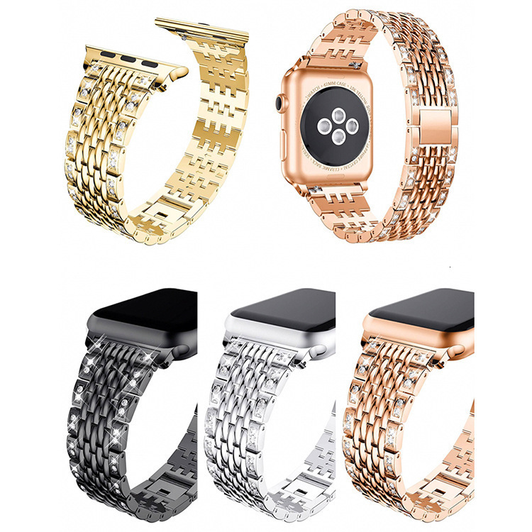 Luxury High End Fashion Trend Diamond Inlaid Metal Watch Strap for Apple iWatch with Sparkling Bling Design