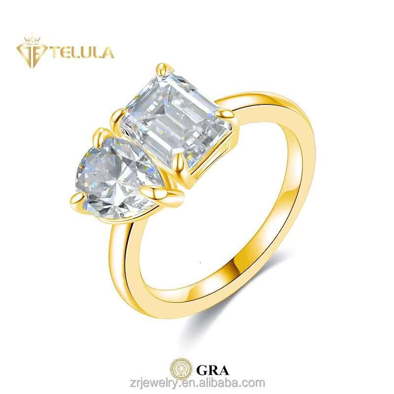 3CT Sterling Silver Moissanite Emerald Cut Pear Cut Diamond Ring Emerald Pear Cut Luxury Wedding Band