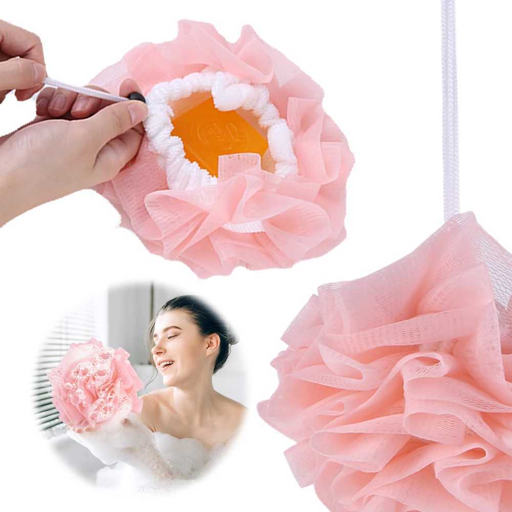 2 in 1 Bath Loofah Sponge with Drawstring Bath Ball Bath Loofah Shower Washcloth Set for Women Men R250625
