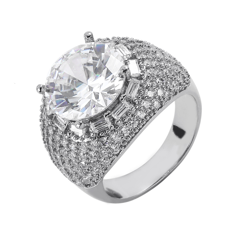 Luxury Moissanite Jewelry Hip Hop Ring Pigeon Egg Shaped Diamond Studded Couple Matching Rings Trendy Accessories Pass the Diamond Tester