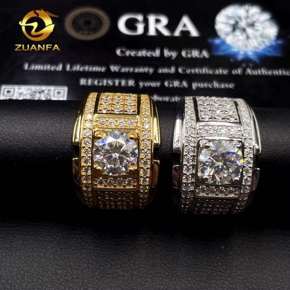 Pass Diamond Tester Fine Jewelry Iced Out Real 925 Sterling Silver Hip Hop Moissanite Men Wedding Ring