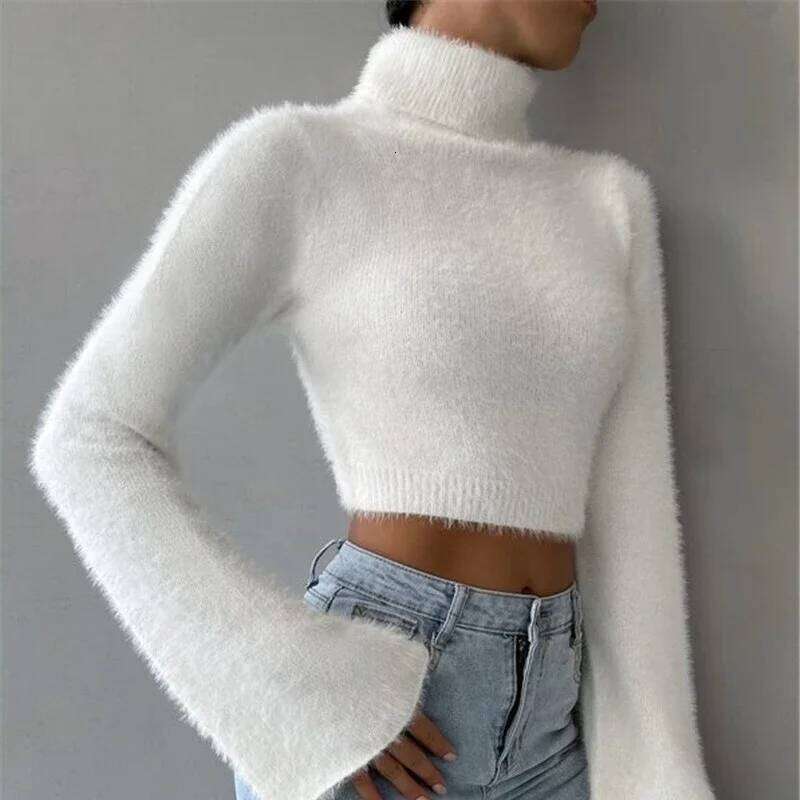 2024 New Vintage Haruku Long Sleeve Women Autumn Winter Knitwear Soft Warm Tops Chic Solid Femme Sweater