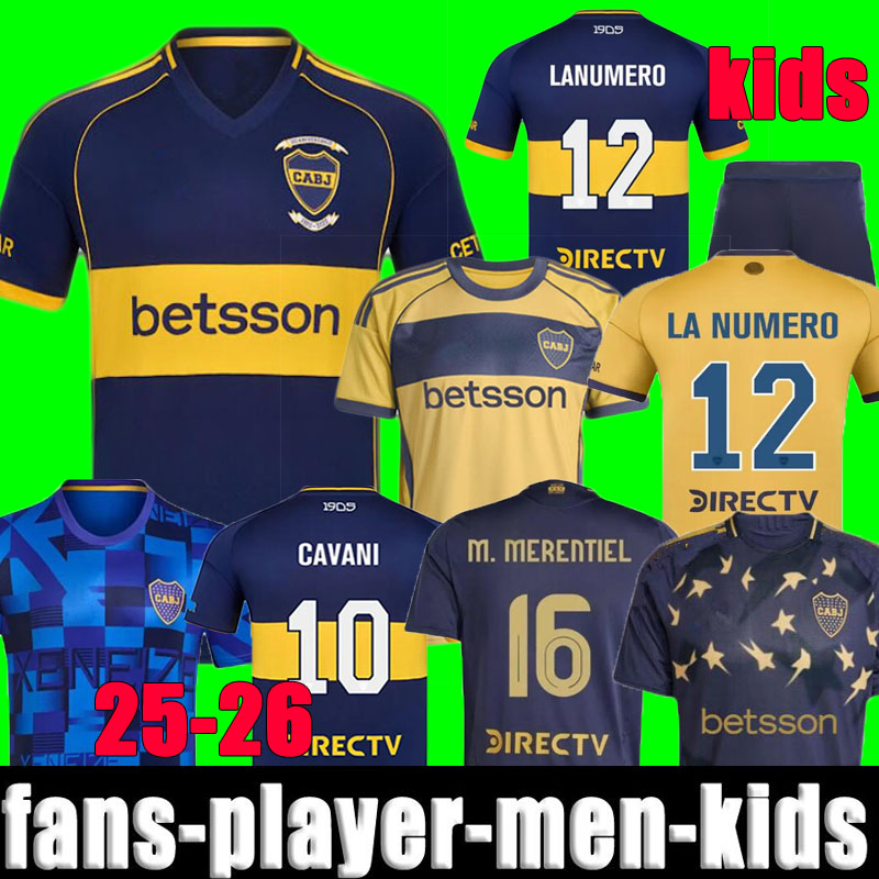 25 26 Boca Juniors Home Third Soccer Jerseys Special 120th Anniversary kit 2025 2026 CAVANI BENEDETTO MARCOS ROJO CARLITOS TEVEZ football men kids shirt