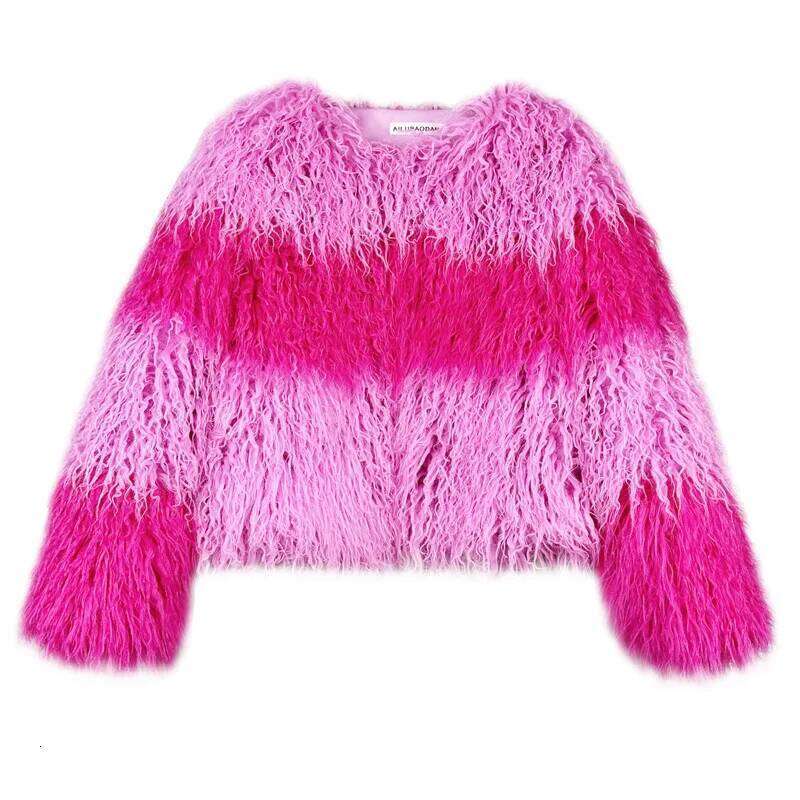 Faux Fur Coats Women Lamb Wool Short Coat Thick Warm Y2k Streetwear Elegant Pink Jackets Open Jacket