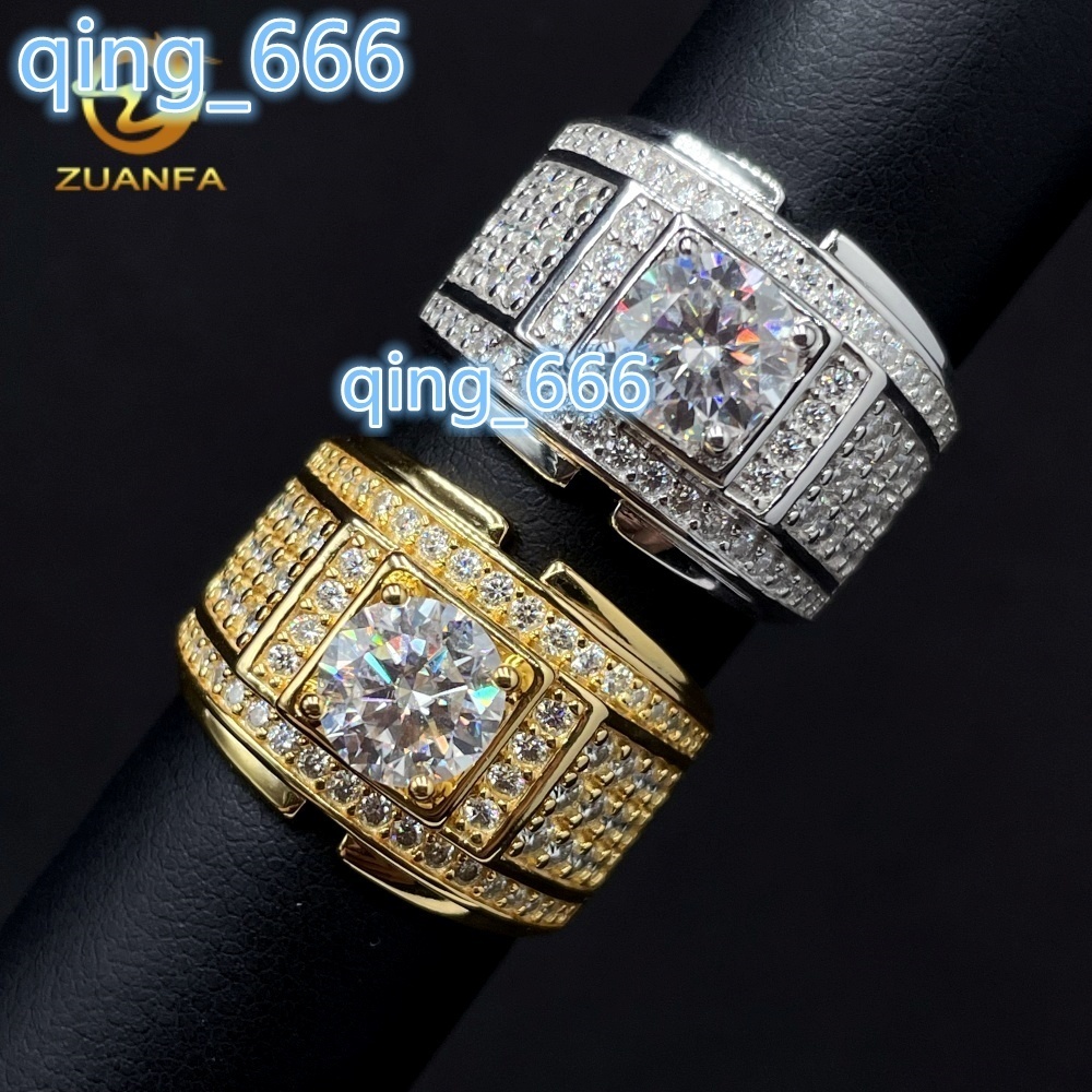 Pass Diamond Tester Fine Jewelry Iced Out Real 925 Sterling Silver Hip Hop Moissanite Men Wedding Ring