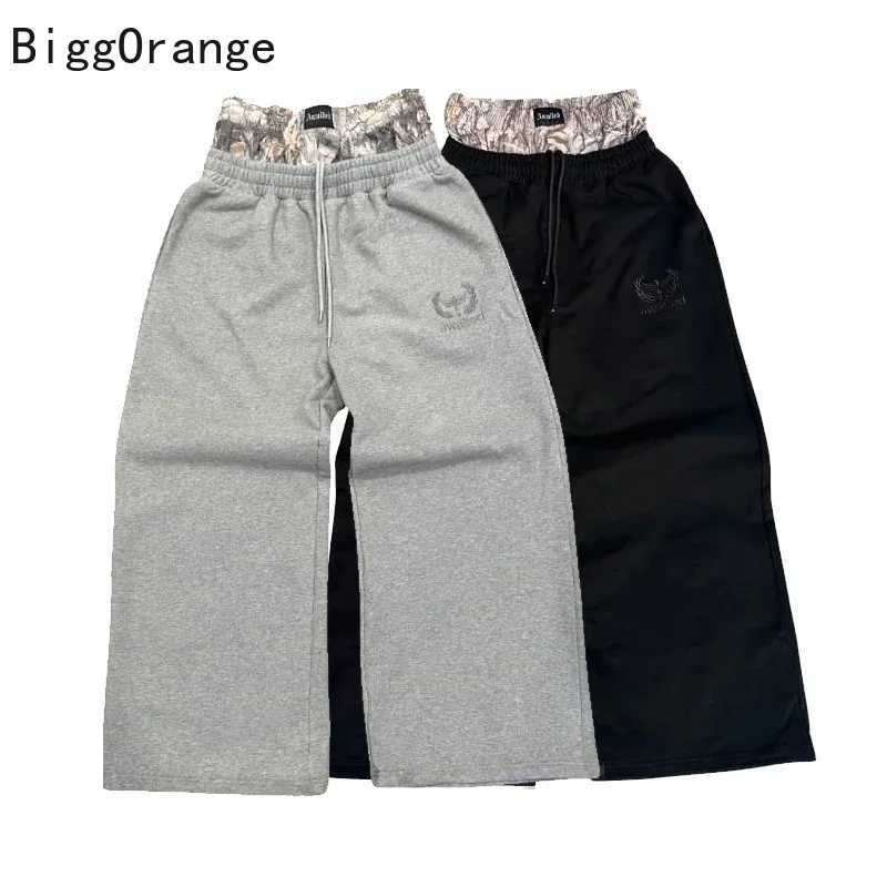 2025Y2K pants old-fashioned double embroidered waist sweatpants men and women casual hip-hop pants street clothing hot sale X250625