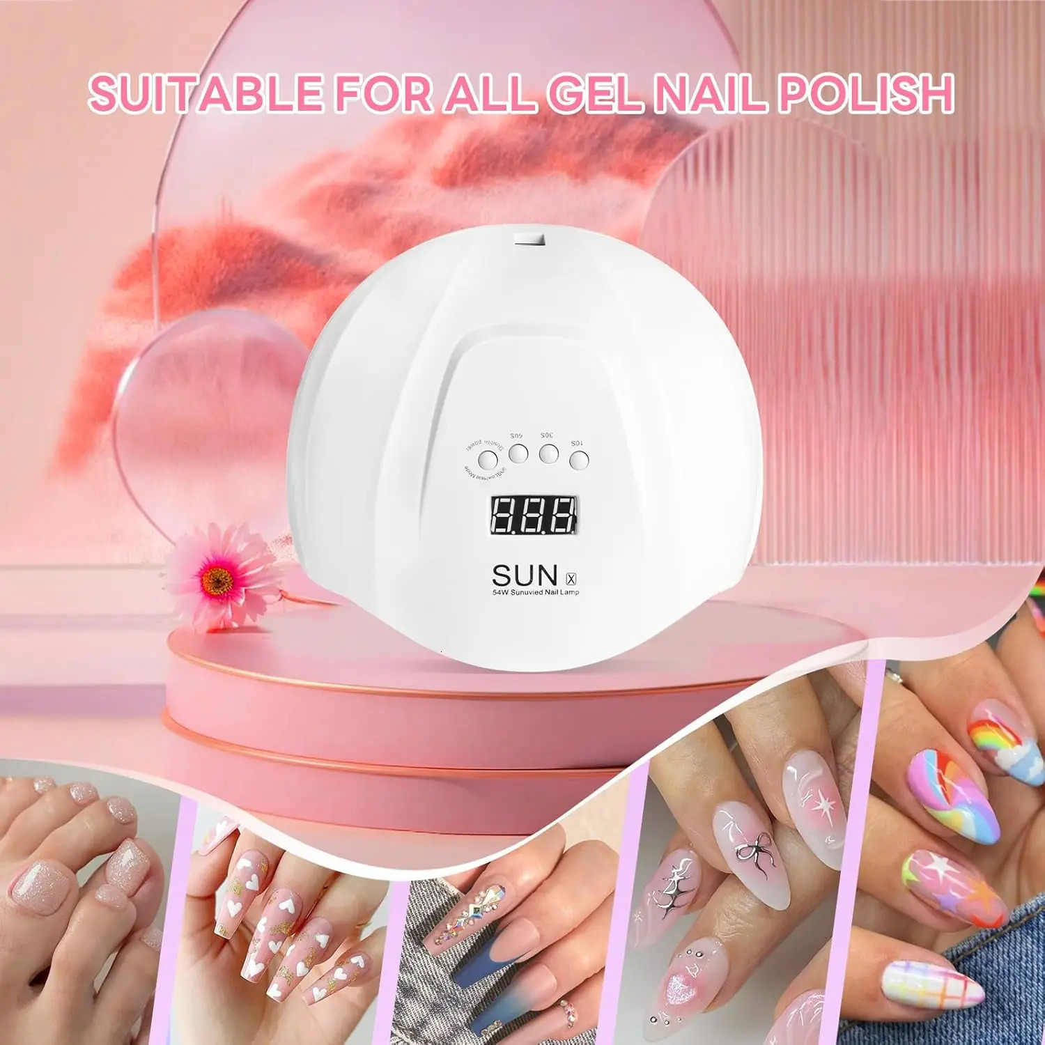YIKOOLIN 54W UV LED Nail Lamp With 36 Lamp Quick Dry Nail Polish Dryer with 4 Timer Options for DIY Nail Art And Gel Nails 250625
