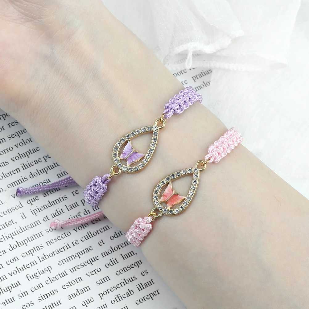 New Wen Rope Bracelets Hand Woven Purple Thread Bracelet Cute Pendant Bracelet Vintage Daisy Flower Bangle Girl Jewelry X250625