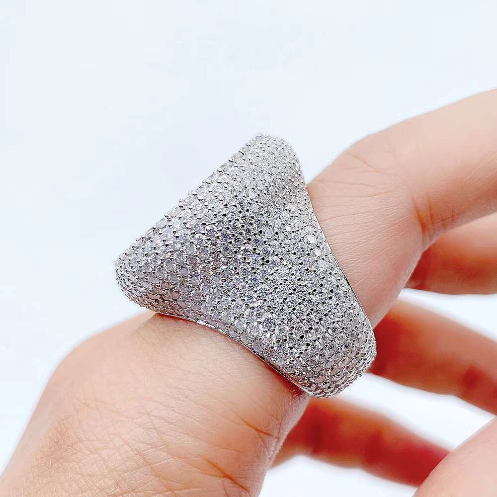 Luxury Style Custom Jewelry Silver 10k 14k 18k Vvs Moissanite Ring Hip Hop Jewelry Pass Diamond test Iced Out Ring