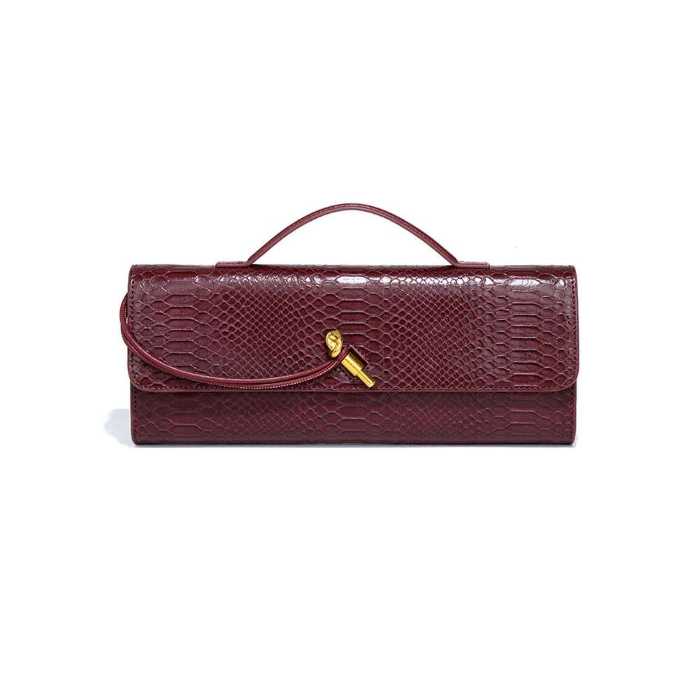 Burgundy bag cherry red envelope wine red envelope upscale new handbag European and American flip hand organ b J250625